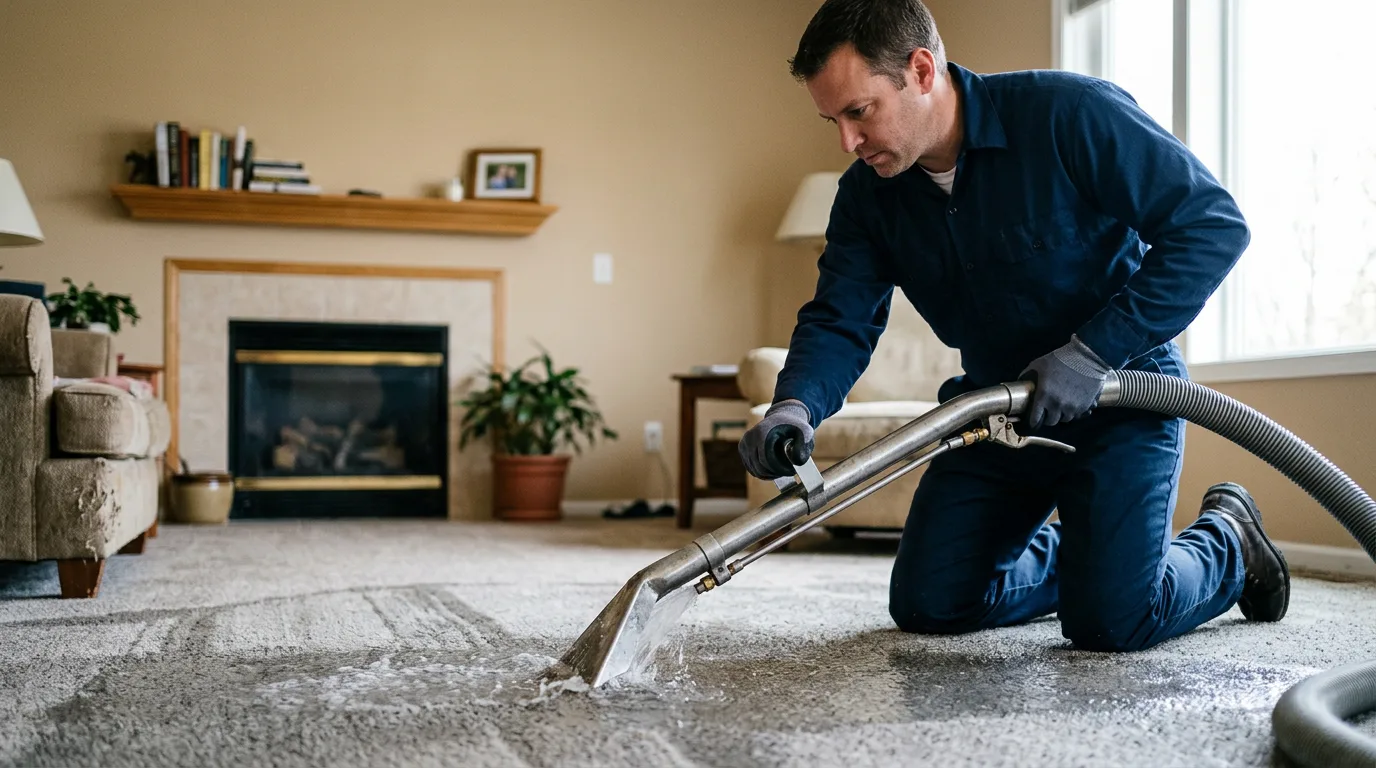 Water damage restoration technician working near Axis, AL